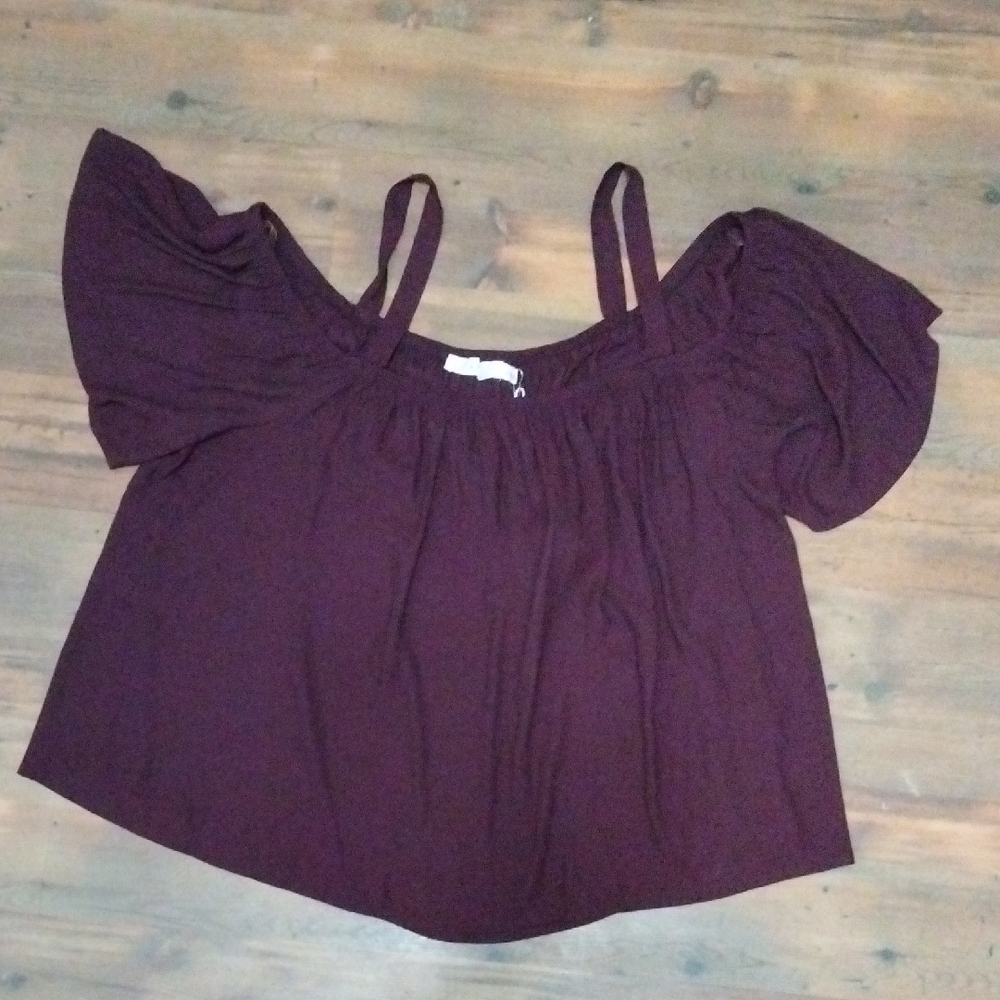 Lush Burgundy Off-Shoulder Blouse